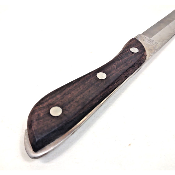 Vintage RS 13” Chef’s Knife Stainless Steel Japan Exposed Wood Handle Full Tang - Picture 4 of 8